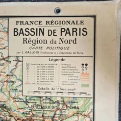 Grande carte scolaire Vidal-Lablache Bassin de Paris Région du Nord – Années 50