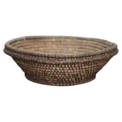 Grande coupe osier ancienne, bourgne paille et ronce, coupe tressé, campagn