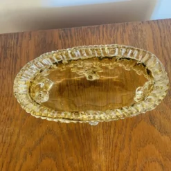 Grande coupe vintage en verre ambré