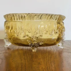 Grande coupe vintage en verre ambré