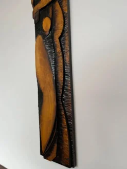 Grande décoration murale en bois de design mid-century / amoureux, années 1960, Tchécoslovaquie