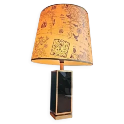 Grande Lampe Laiton Dore Et Noir Année 70 Dlg Maison Jansen Design Et Éléga