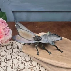 Grande mouche vintage ouvrante en métal irisé – Boîte décorative ou cendrier