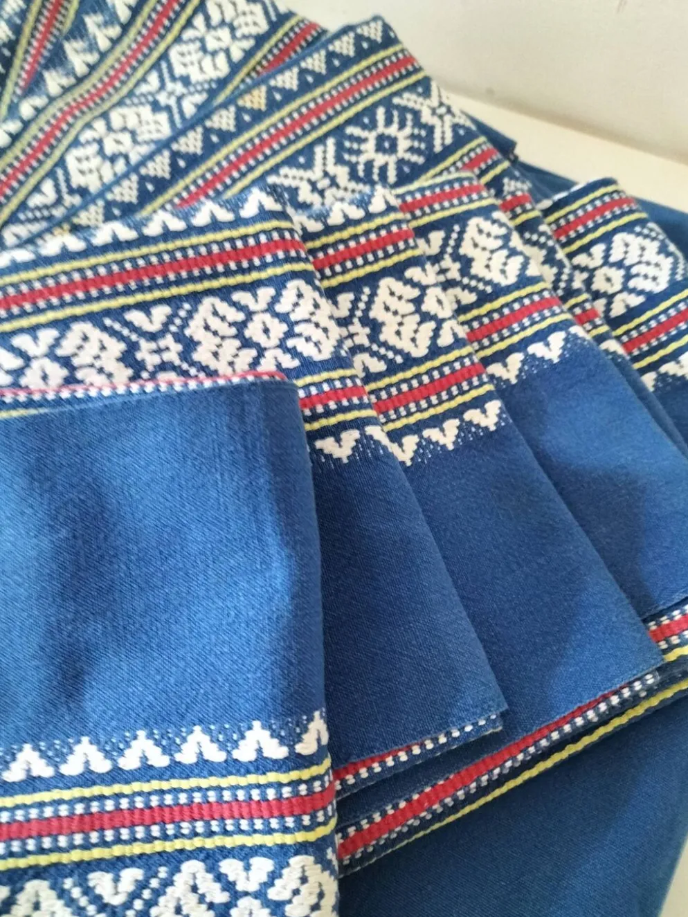 grande nappe et 11 serviettes vintage basque bleu indigo,