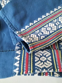 grande nappe et 11 serviettes vintage basque bleu indigo,