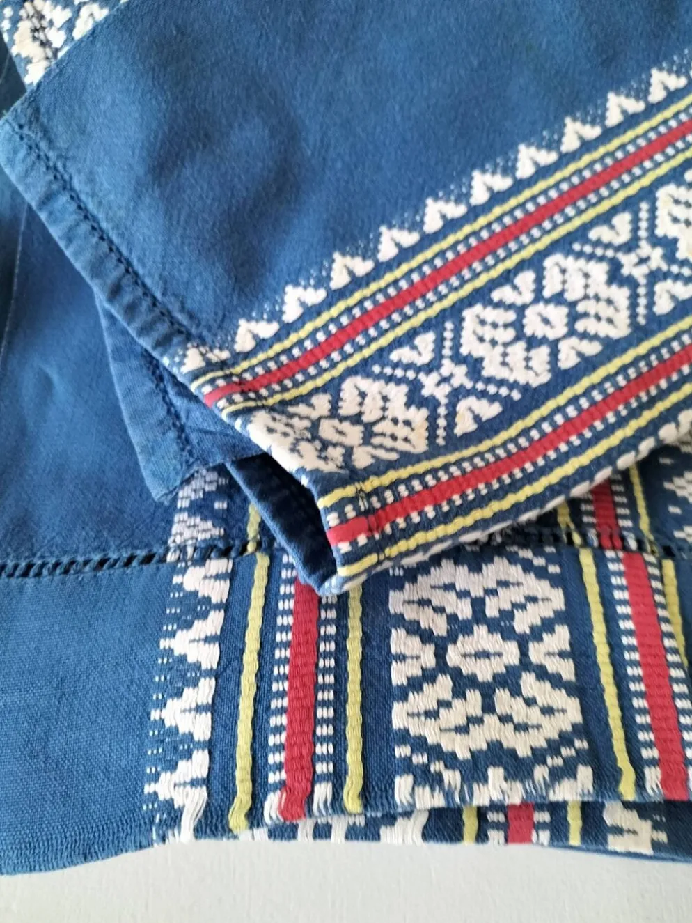grande nappe et 11 serviettes vintage basque bleu indigo,