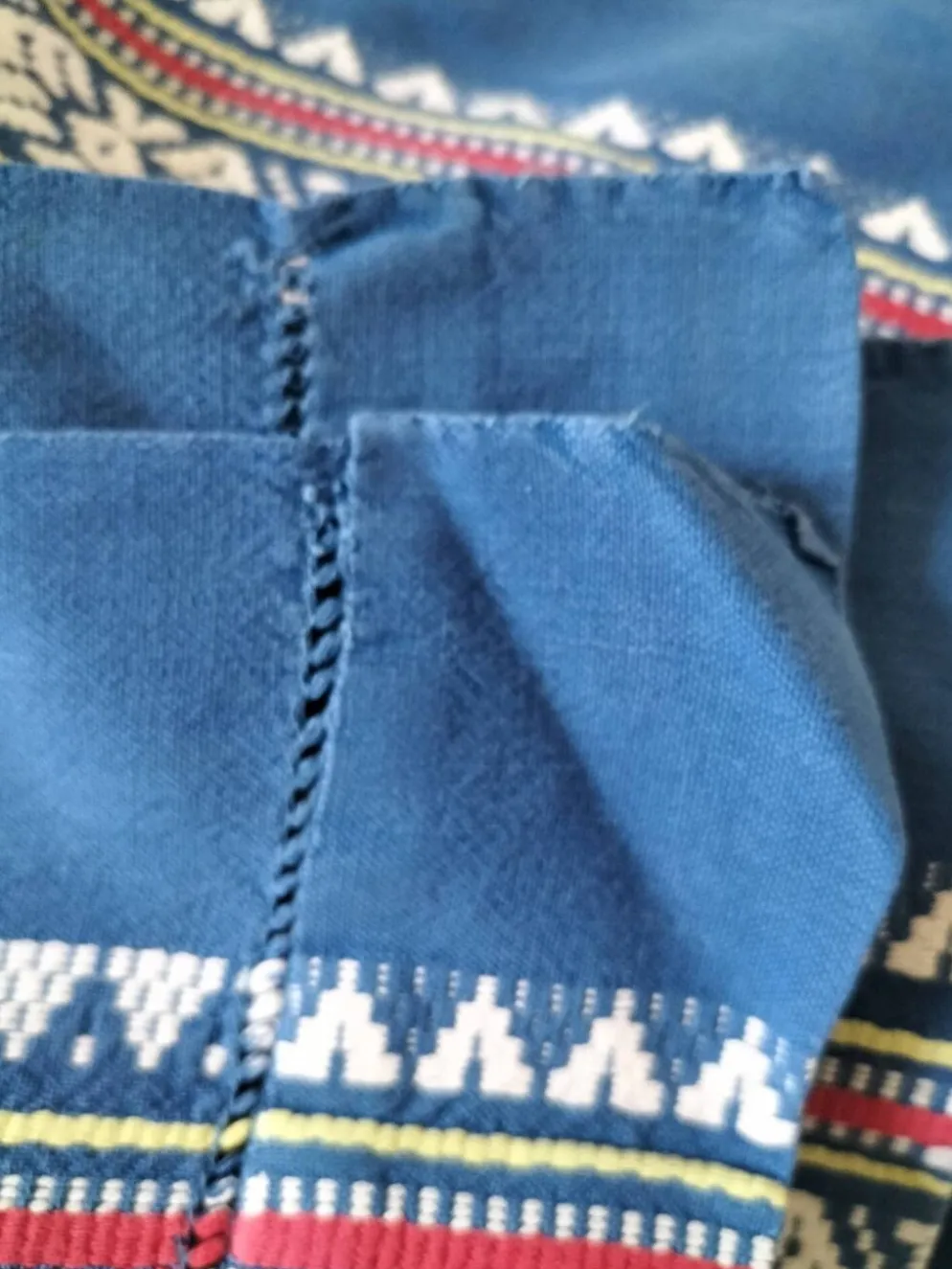 grande nappe et 11 serviettes vintage basque bleu indigo,