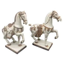 Grande paire de chevaux en céramique craquelée – Chine XXe