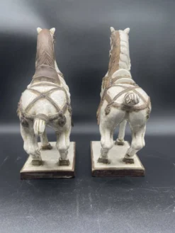 Grande paire de chevaux en céramique craquelée – Chine XXe