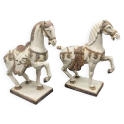 Grande paire de chevaux en céramique craquelée – Chine XXe