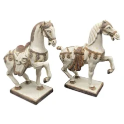 Grande paire de chevaux en céramique craquelée – Chine XXe