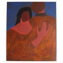 Grande peinture figurative minimaliste couple 