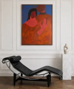 Grande peinture figurative minimaliste couple 