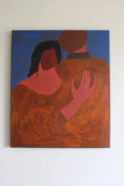 Grande peinture figurative minimaliste couple 