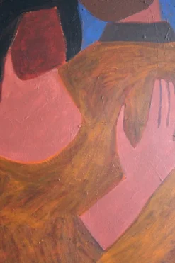 Grande peinture figurative minimaliste couple 