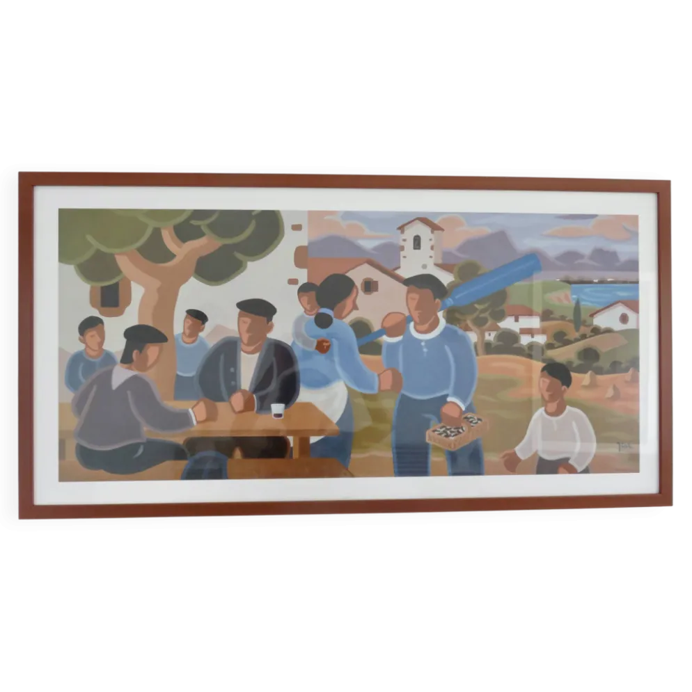 Grande reproduction de Pier " Scène Basque " Pays Basque