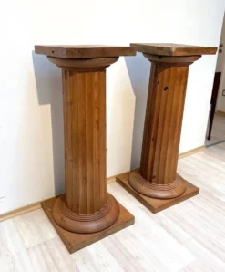 Grandes colonnes néoclassiques françaises en bois de pin, 1910, ensemble de 2