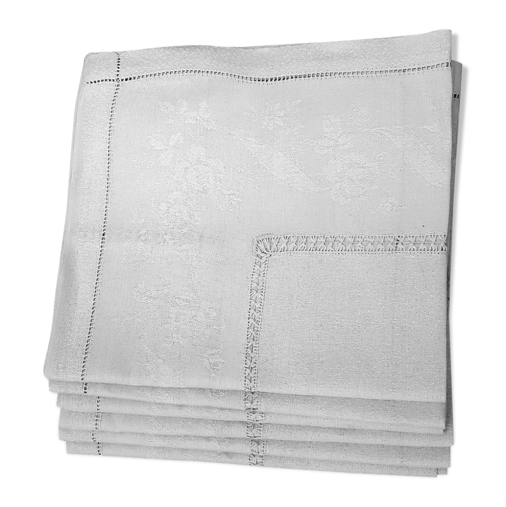 6 grandes serviettes de table 19ème, damassées, monogrammées "CB"
