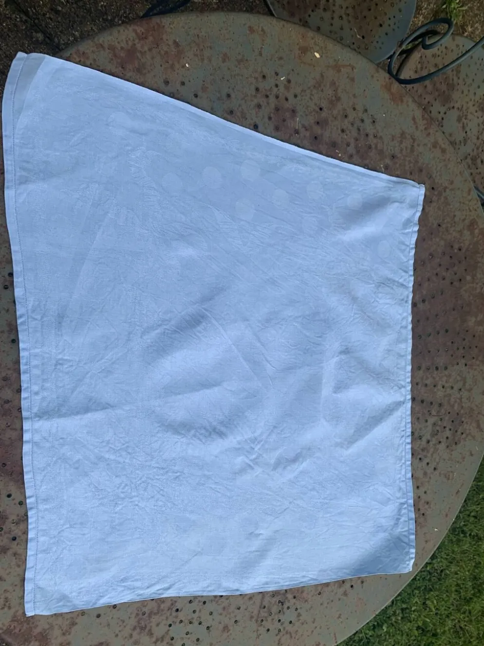 6 grandes serviettes en coton damassées teintées bleues, vintage