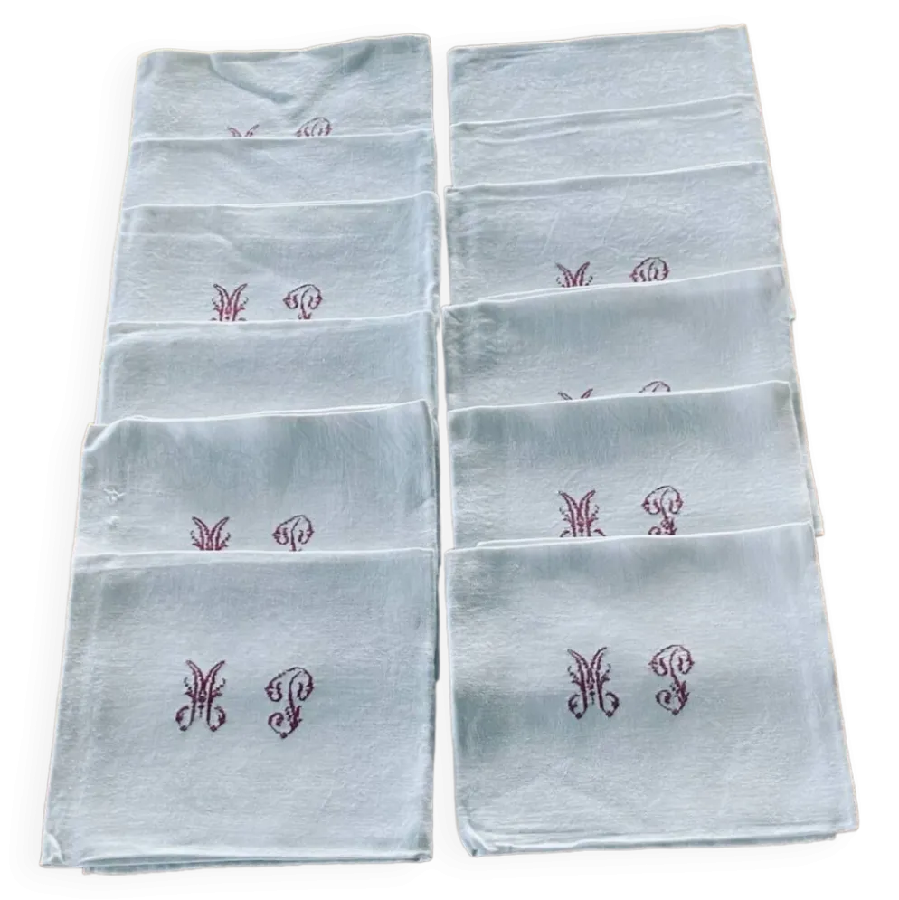12 grandes serviettes monogramme MP