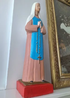 Grande statue ancienne de la Vierge, décoration religieuse vintage