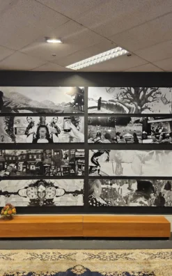 grandes œuvres d'art en noir et blanc / collage photo (160x50) téléphones