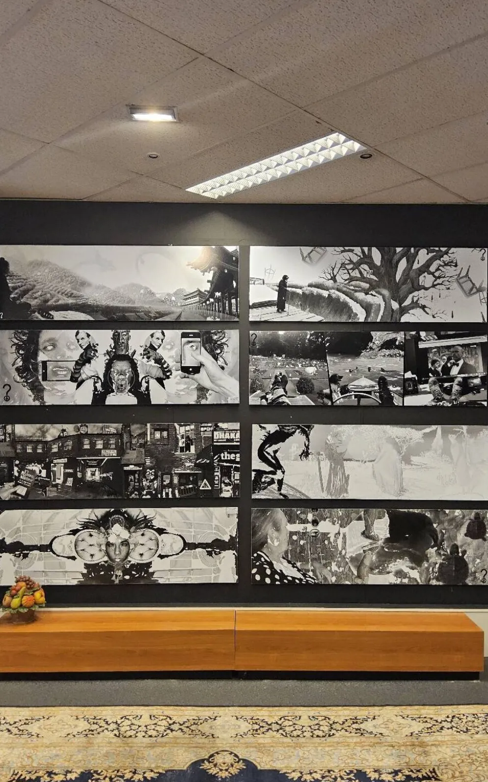 grandes œuvres d'art en noir et blanc / collage photo (160x50) téléphones