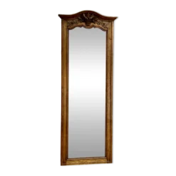 Grand et ancien miroir de pied chantourné biseauté