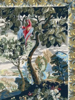 Grande tapisserie décorative, les oiseaux exotiques, XXe Siècle