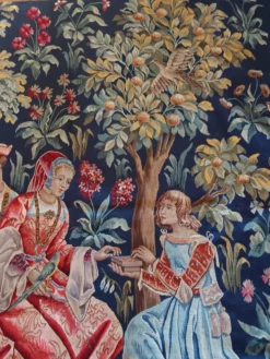 Grande tapisserie Jules Pansu – La Dame au coffret – Point d’Halluin