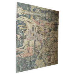 Grande tenture murale ancienne – scène médiévale équestre – 180 × 138 cm