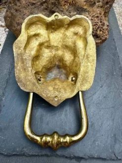 Grand heurtoir de porte lion en laiton massif Art Nouveau