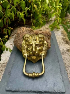 Grand heurtoir de porte lion en laiton massif Art Nouveau