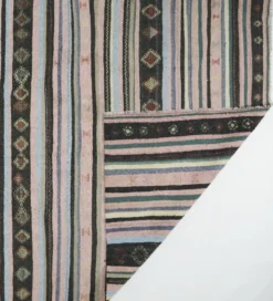 Grand kilim ancien d’Anatolie rose et gris, 357 x 187 cm