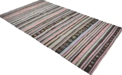 Grand kilim ancien d’Anatolie rose et gris, 357 x 187 cm