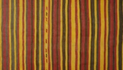 Grand Kilim Turc Vintage Raye Rouge et Jaune 326 x 196 cm