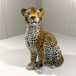 Grand léopard en céramique italienne des années 1970