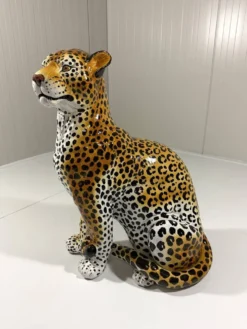 Grand léopard en céramique italienne des années 1970