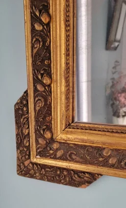 Grand miroir ancien en bois et stuc doré, Style Napoléon III/Louis-Philippe
