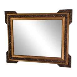 Grand miroir ancien en bois et stuc doré, Style Napoléon III/Louis-Philippe