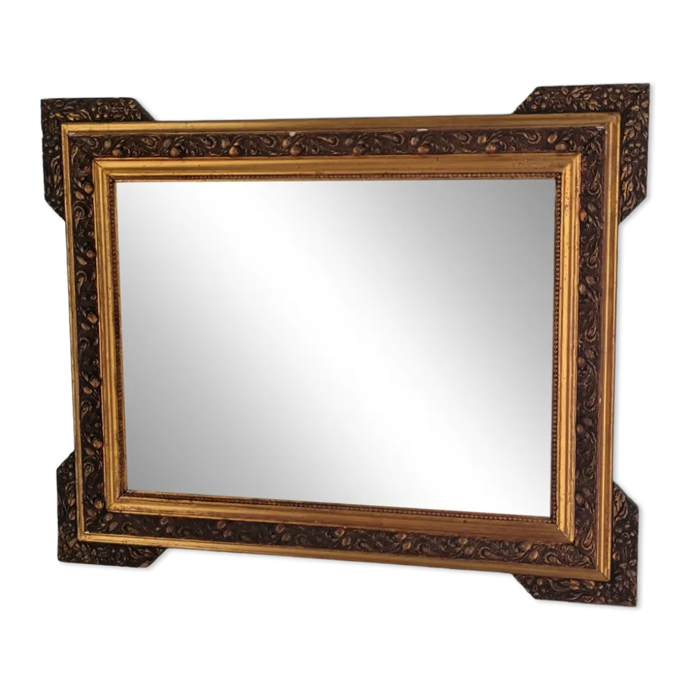 Grand miroir ancien en bois et stuc doré, Style Napoléon III/Louis-Philippe