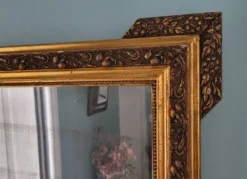 Grand miroir ancien en bois et stuc doré, Style Napoléon III/Louis-Philippe