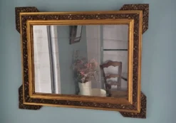 Grand miroir ancien en bois et stuc doré, Style Napoléon III/Louis-Philippe