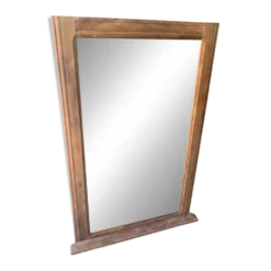 Grand miroir ancien en noyer et verre gravé