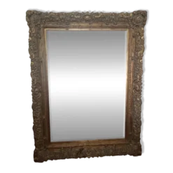 Grand miroir ancien monumental 185x145 bois doré glace biseautée style