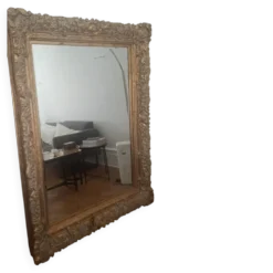 Grand miroir ancien monumental 185x145 bois doré glace biseautée style