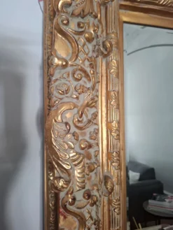 Grand miroir ancien monumental 185x145 bois doré glace biseautée style