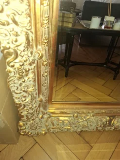 Grand miroir ancien monumental 185x145 bois doré glace biseautée style