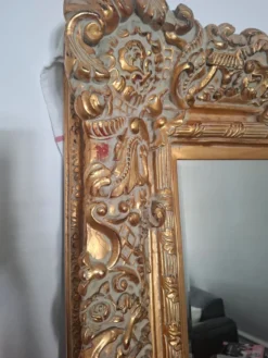Grand miroir ancien monumental 185x145 bois doré glace biseautée style