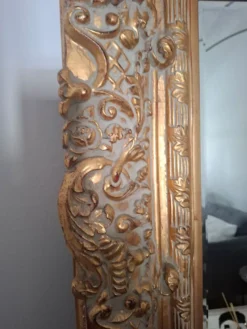 Grand miroir ancien monumental 185x145 bois doré glace biseautée style